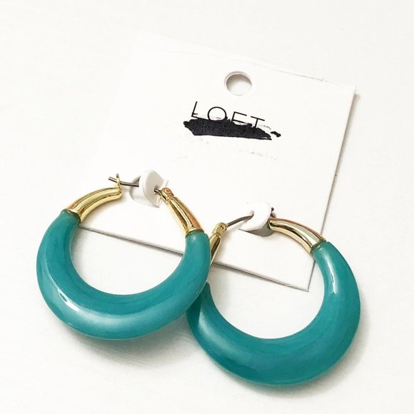 LOFT Jewelry - New LOFT Teal Crescent Hoop Earrings